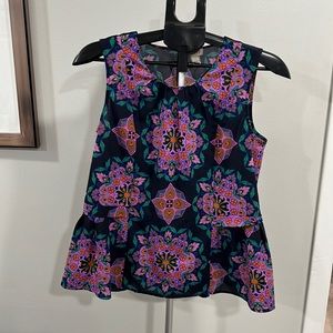 J Crew Floral/geometric Peplum Top